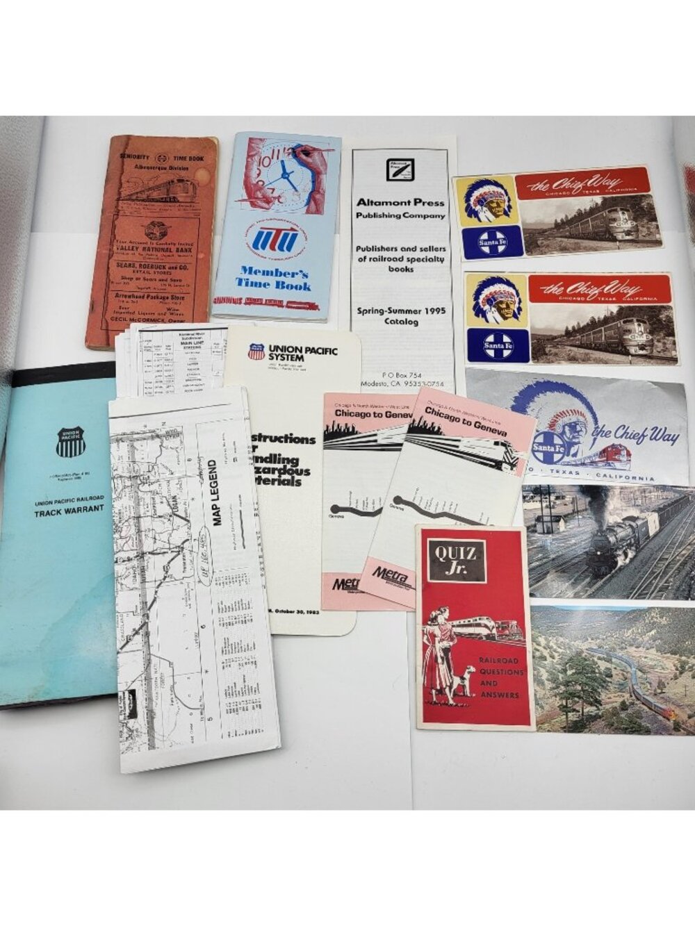 Vintage Railroad Ephemera lot Map Time log book ticket sleeve mixed collection